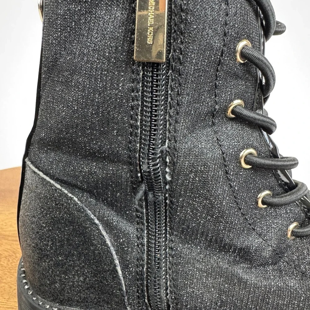 Big Kids Michael Kors‎ Haskellheart Faux Patent Leather Black Boots Size 3 Y GUC